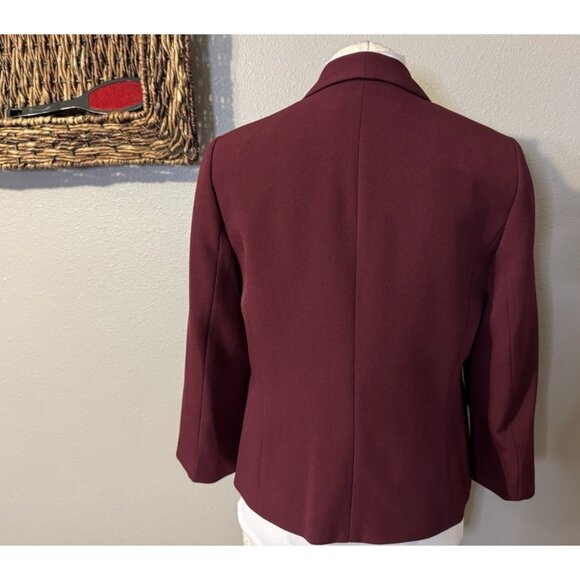 Kasper Suit Jacket Blazer 8 Maroon Plum Open Front 3/4 Long Sleeve NEW - Picture 5 of 16